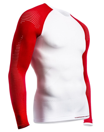 Image ON/OFF multisport shirt LS, white and red, extra-small
